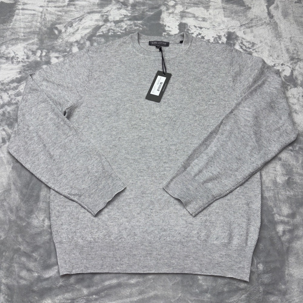 Slate & Stone Light Grey Crew Neck Textured Sweater Mens Medium NWT